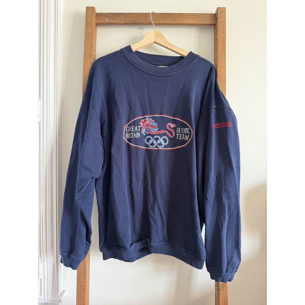 Vintage 90s Adidas Great Britain Olympic Team Pullover Sweatshirt Size Large